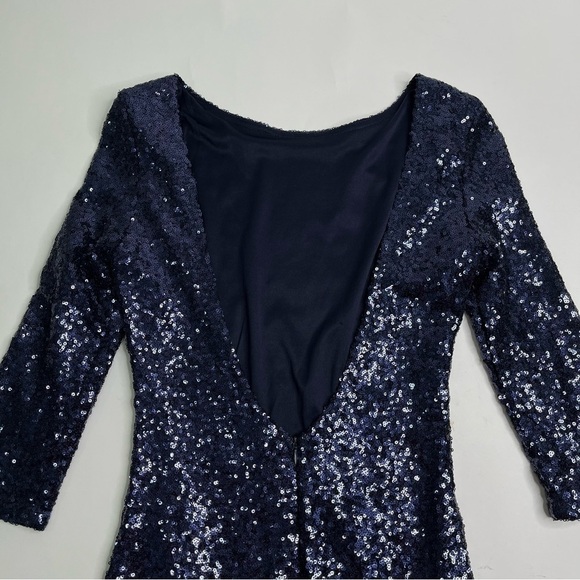 TOBI Navy Blue Sequin Glam Low Back Long Sleeve Party Cocktail Sexy Mini Dress - Picture 7 of 13